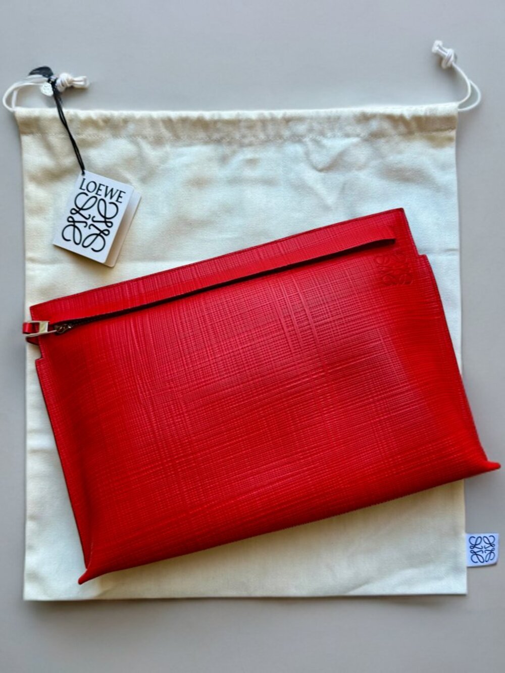 Loewe Red Leather Zip T Pouch